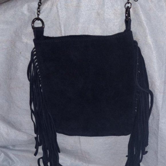 Steve madden Designer Black suede fringed purse/ crossbody/shoulder womans - Picture 4 of 4
